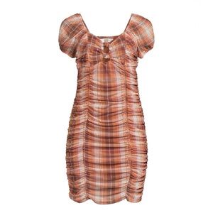 NWT Madden NYC Junior's Ruched Dress with Puff Sleeves